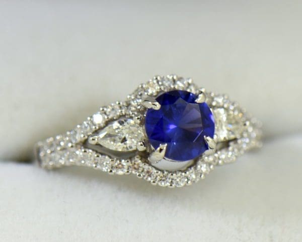 blue violet round sapphire and pear diamond engagement ring 6.JPG