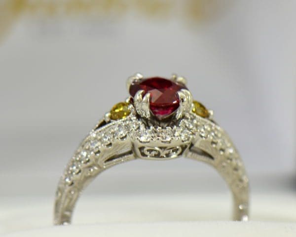 vintage style natural ruby ring with white yellow diamonds 3.JPG