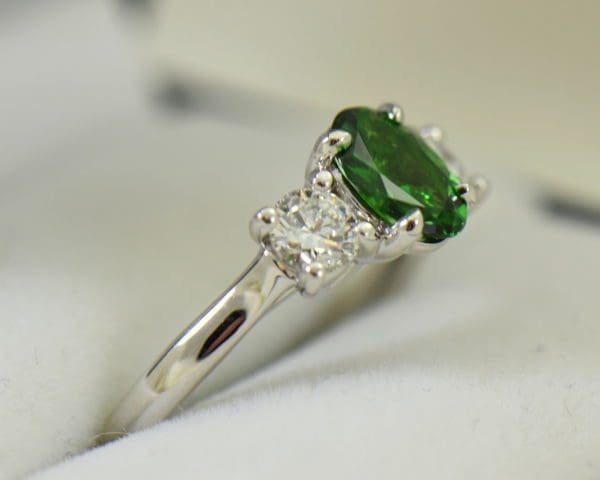 white gold three stone ring with diamonds and oval tsavorite green garnet 6.JPG