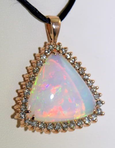 20ct Trillion Ethiopian Opal And Diamond Rose Gold Pendant 4