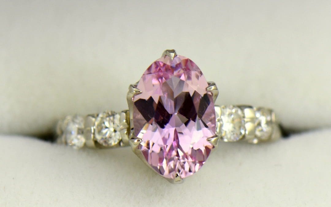 Natural Pink Topaz Diamond Engagement Ring