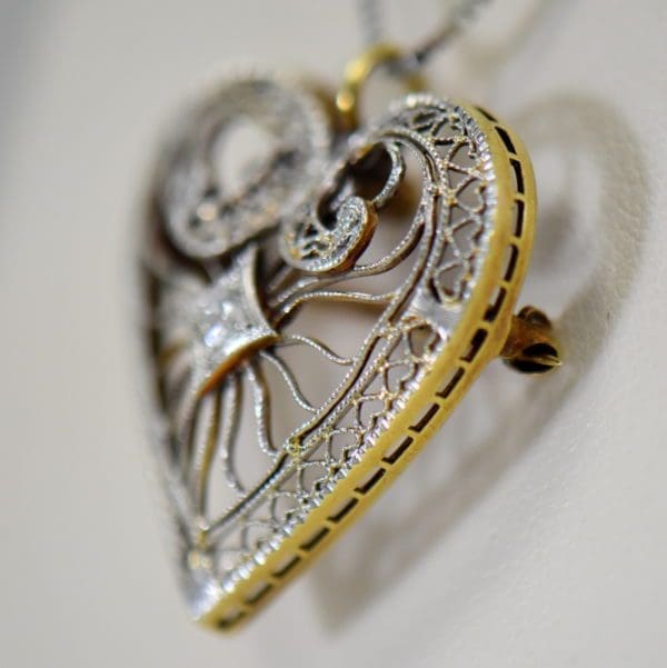 art deco filigree heart necklace with diamond accents 4.JPG