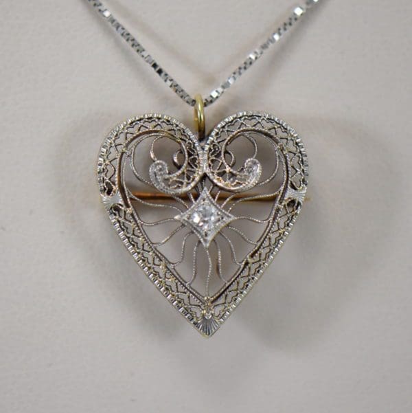 art deco filigree heart necklace with diamond accents 5.JPG