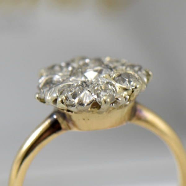 edwardian diamond cluster ring halo style twotone gold 4.JPG