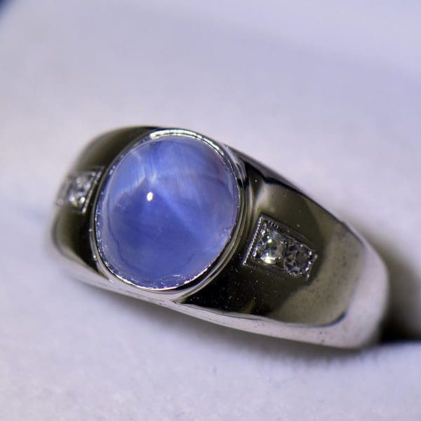 mens art deco star sapphire ring periwinkle blue white gold 4.JPG