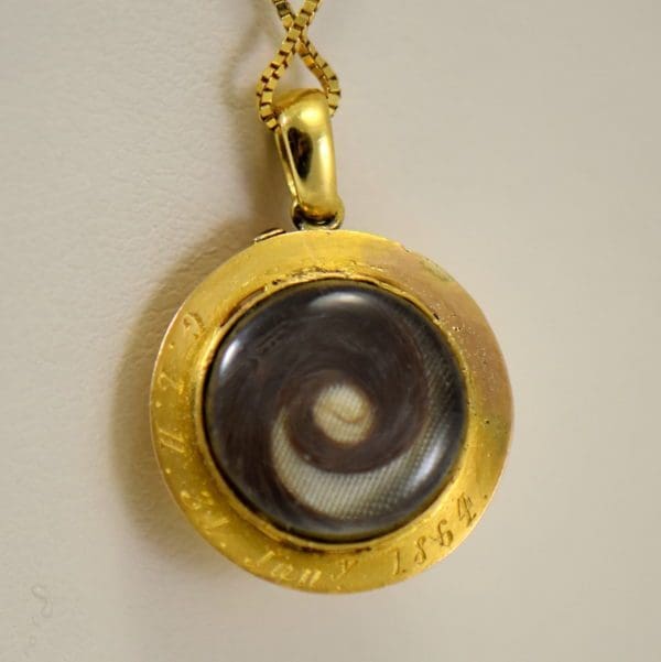 victorian locket snake pendant with hair circa 1864 4.JPG