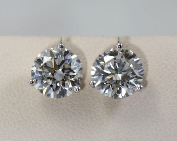 3ctw round lab grown diamond stud earrings martini white gold 2
