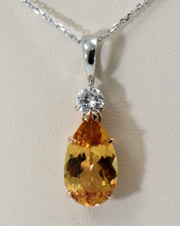 88801181 pear imperial golden topaz and diamond pendant
