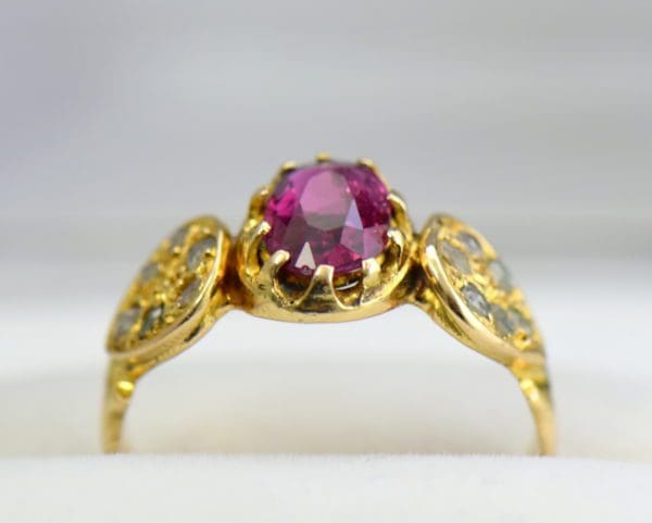victorian ruby and rose cut diamond yellow gold ring