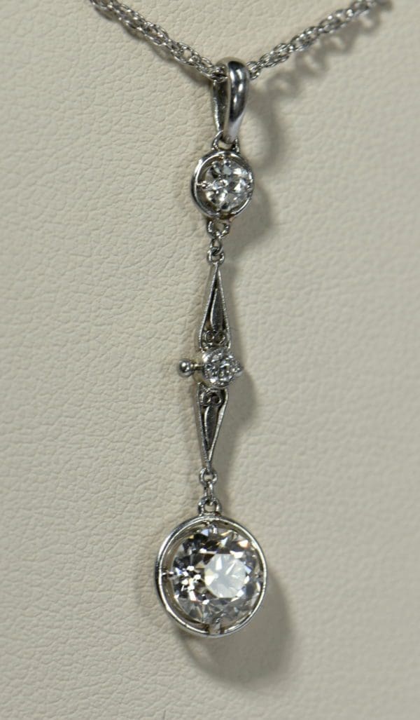 edwardian platinum pendant with 1.28ct old european cut diamond drop 2.JPG