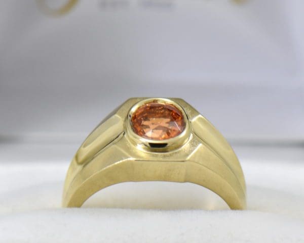 estate gents ring with oval spessartite garnet in yellow gold 2.JPG