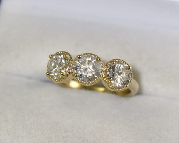 2.50ctw round diamond three stone ring yellow gold rope design with heirloom diamonds 3.JPG