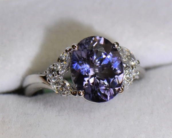 custom platinum ring with color shift violet spinel and diamonds 3.JPG