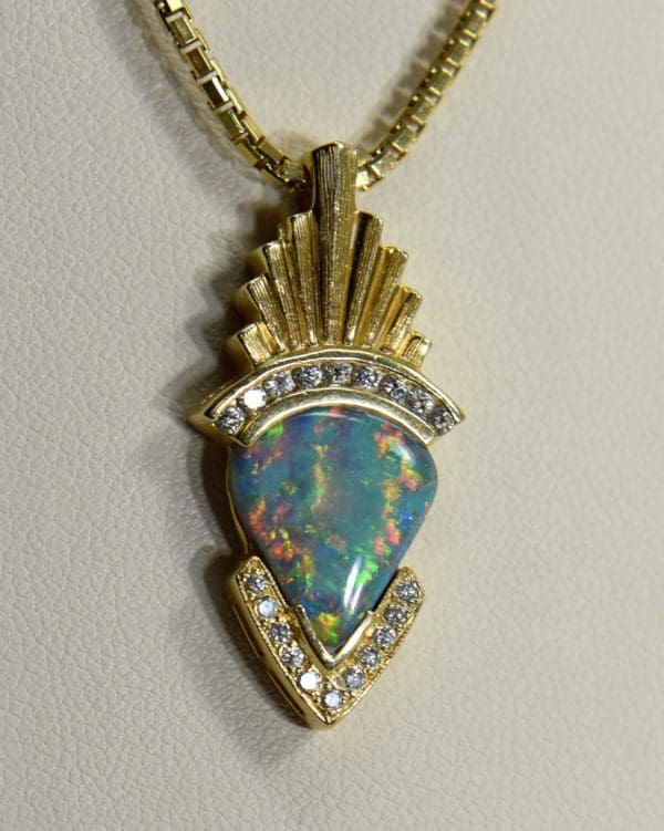 custom retro inspired black opal diamond pendant in 18k gold.JPG