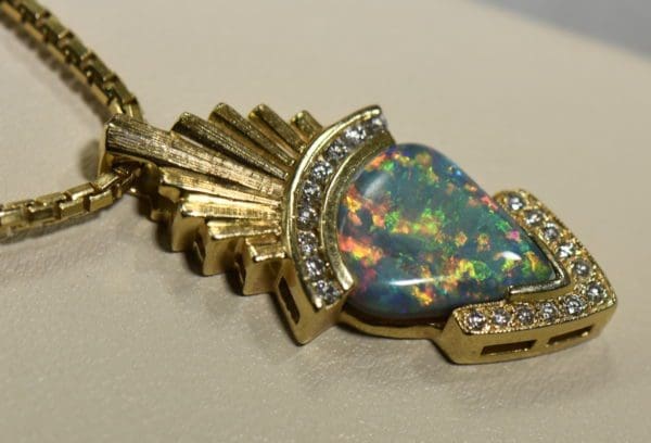 custom retro inspired black opal diamond pendant in 18k gold 3.JPG