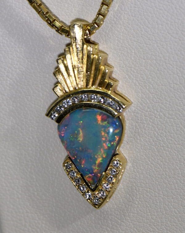 custom retro inspired black opal diamond pendant in 18k gold 5.JPG