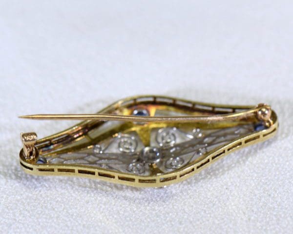 edwardian sapphire and diamond brooch in platinum and gold filigree 4.JPG