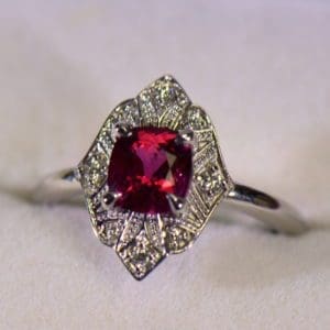 vintage style burma red spinel ring white gold 2