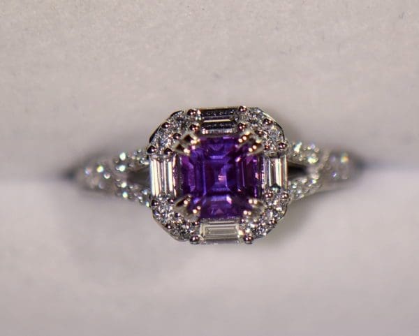asscher cut orchid purple sapphire engagement ring diamond halo 3.JPG