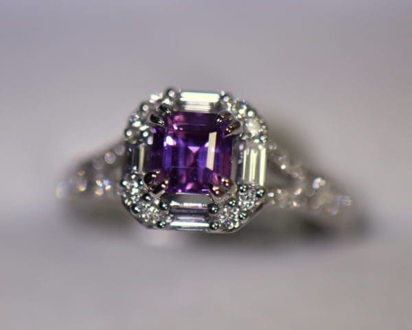 asscher cut orchid purple sapphire engagement ring diamond halo 5.JPG