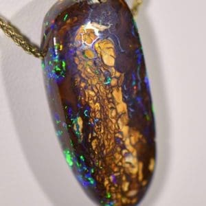 australian boulder opal drilled slide pendant on 18k gold chain 5.JPG