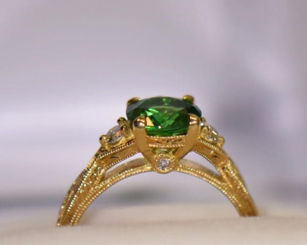 round tsavorite engagement ring with carved details green garnet ring 4.JPG