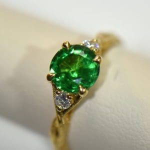 round tsavorite engagement ring with carved details green garnet ring 8.JPG