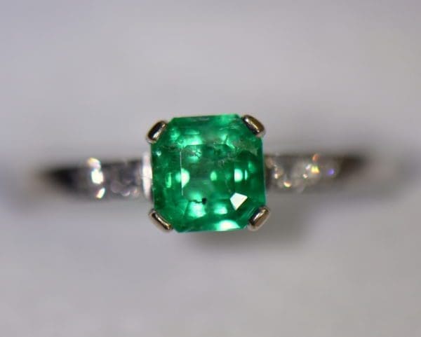 vintage jabel emerald engagement ring 18k white gold