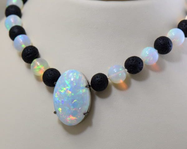 mens opal necklace with ethiopian opal beads and 35ct opal centerpiece.JPG