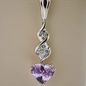 heart shape lilac pink sapphire and diamond pendant