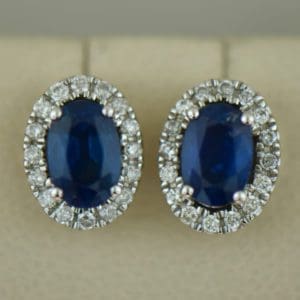 kallati oval blue sapphire and diamond halo stud earrings 2