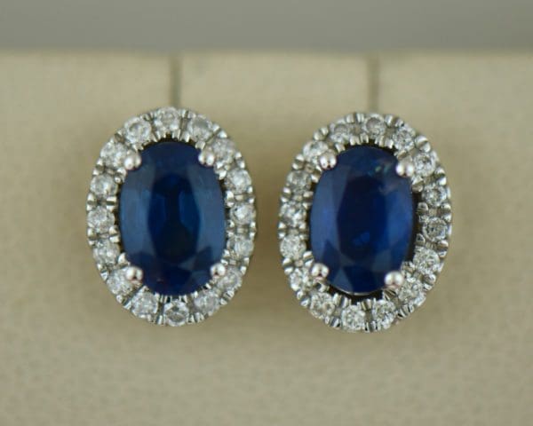 kallati oval blue sapphire and diamond halo stud earrings 2