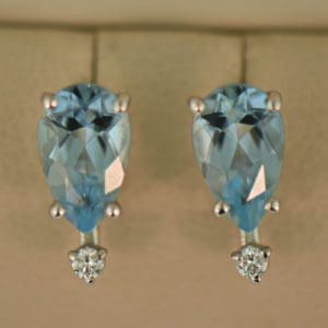 pear shape aquamarine and diamond stud earrings