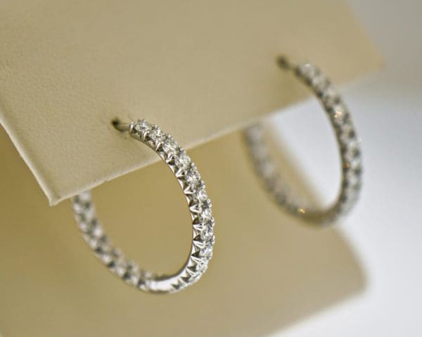 18k white gold inside out diamond hoop earrings 2