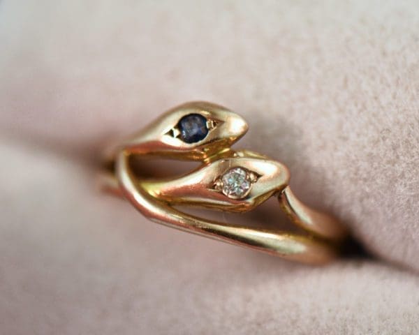 antique sapphire and diamond snake wedding ring