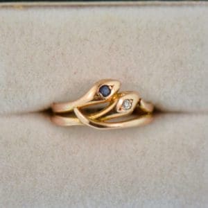 antique sapphire and diamond snake wedding ring 2