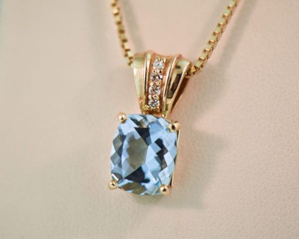 aquamarine and diamond gold pendant with large bail