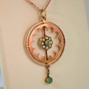 edwardian steampunk rose gold lavalier pendant with demantoid garnets 3