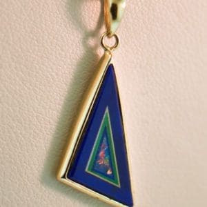 estate intarsia pendant in gold with opal malachite and lapis
