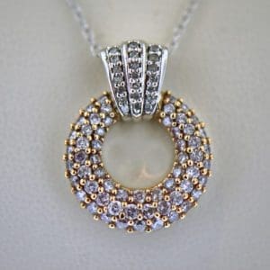 estate natural pink diamond pave pendant white and rose gold