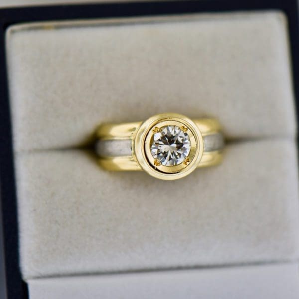 top quality custom 18k gold bezel set ring with 1ct round diamond 4