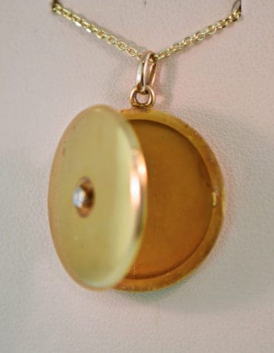 victorian antique gold locket with diamond and engraving 4