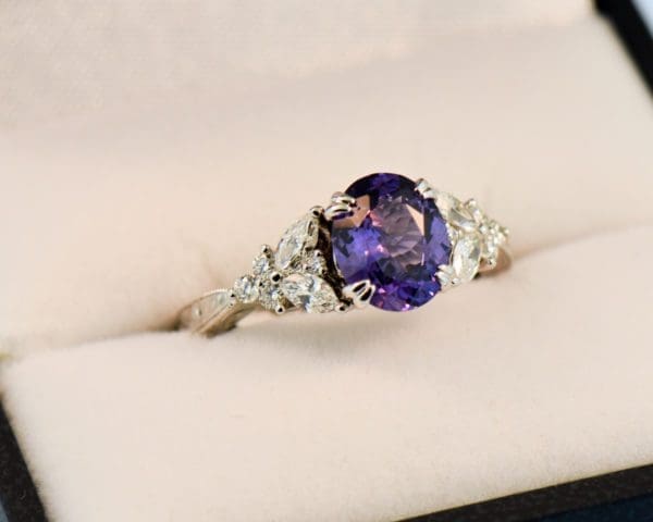 amazing purple sapphire and diamond engagement ring