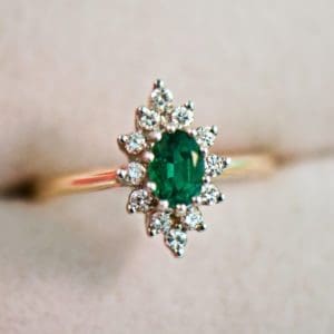 estate emerald and diamond ring top gem oval emerald