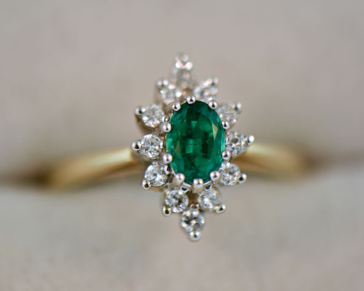 estate emerald and diamond ring top gem oval emerald 2