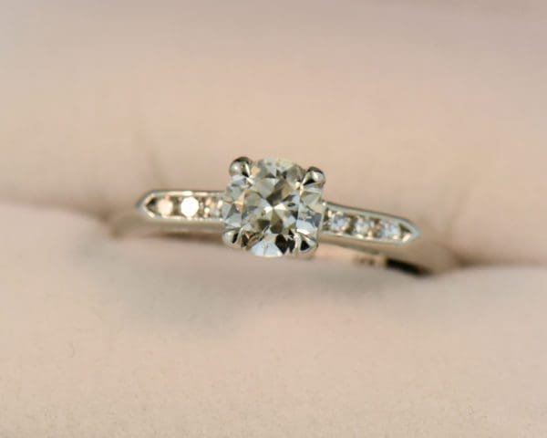 half carat diamond mid century engagement ring platinum