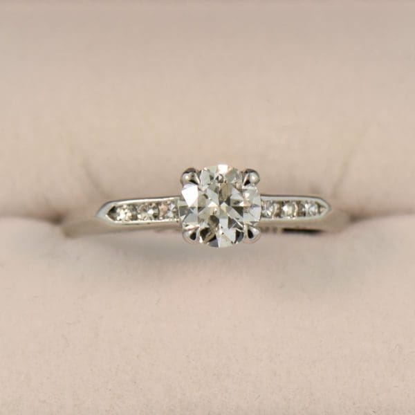 half carat diamond mid century engagement ring platinum 2