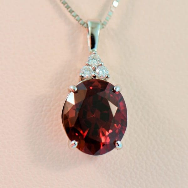modern classic red garnet and diamond pendant 3