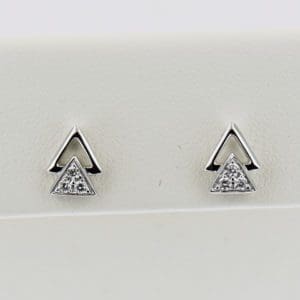 angular diamond white gold stud earrings