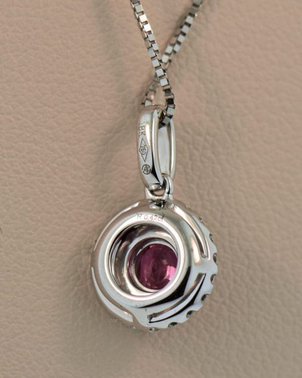classic ruby and diamond double halo pendant 4